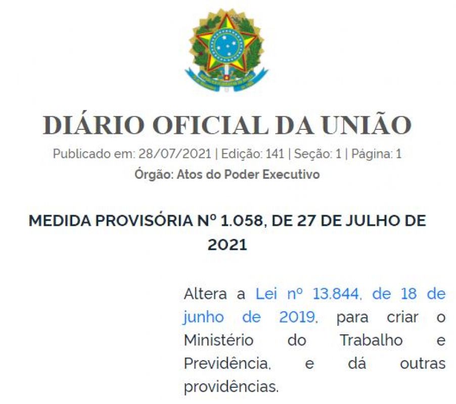 MEDIDA PROVISÓRIA Nº 1.058, DE 27 DE JULHO DE 2021